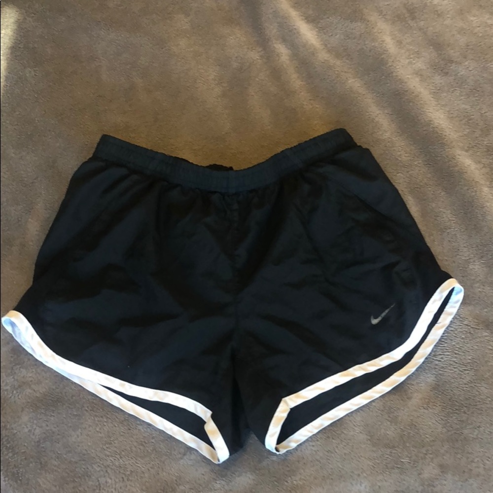 Black and white nike athletic shorts